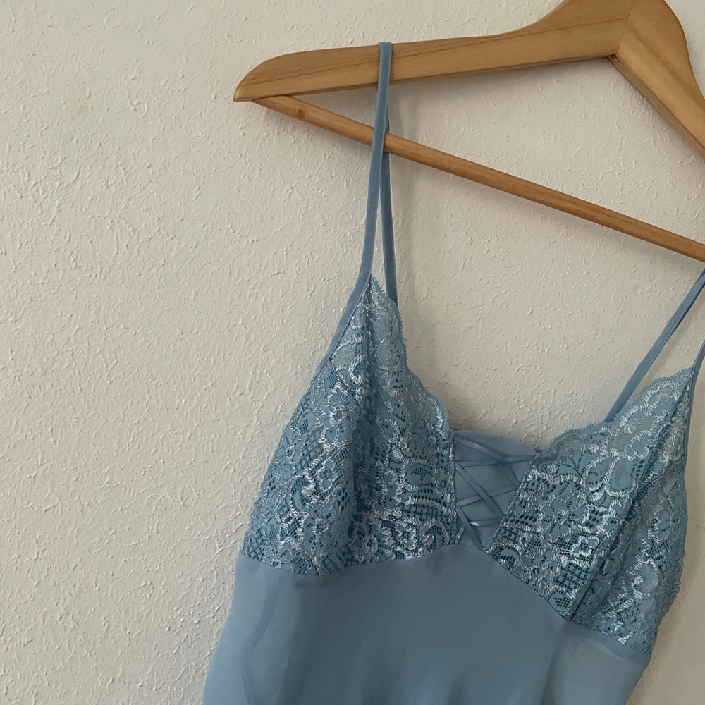 Je T'adore Babydoll Camisole Lace & Chiffon Cami Tank Top Blue - Picture 11 of 16